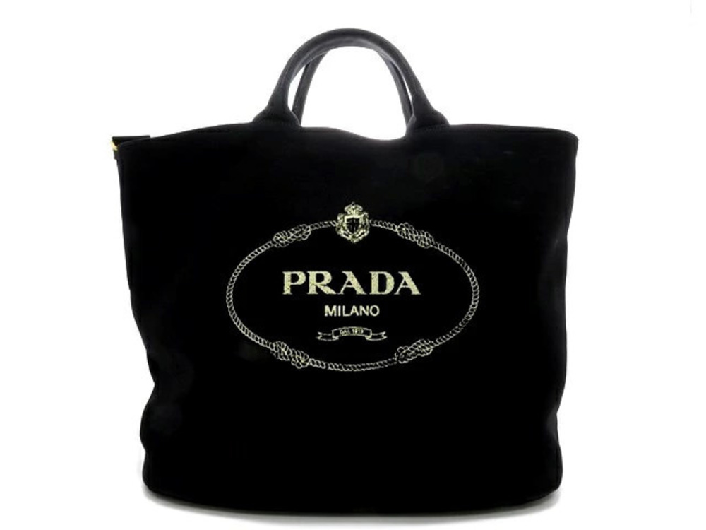 Prada tote bag Canapa bucket canvas black